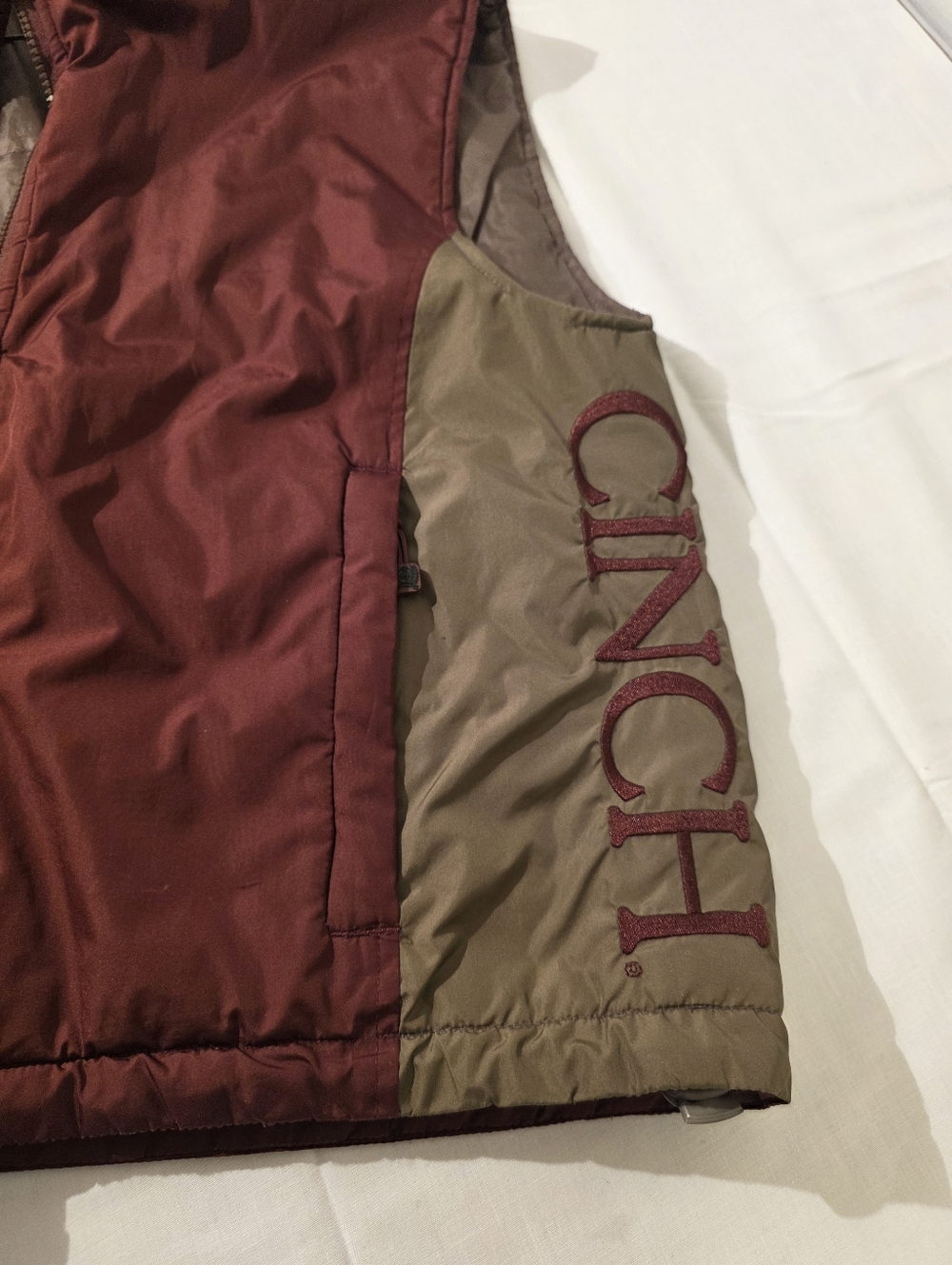 Cinch Men's Burgundy and Olive Vest Sz S